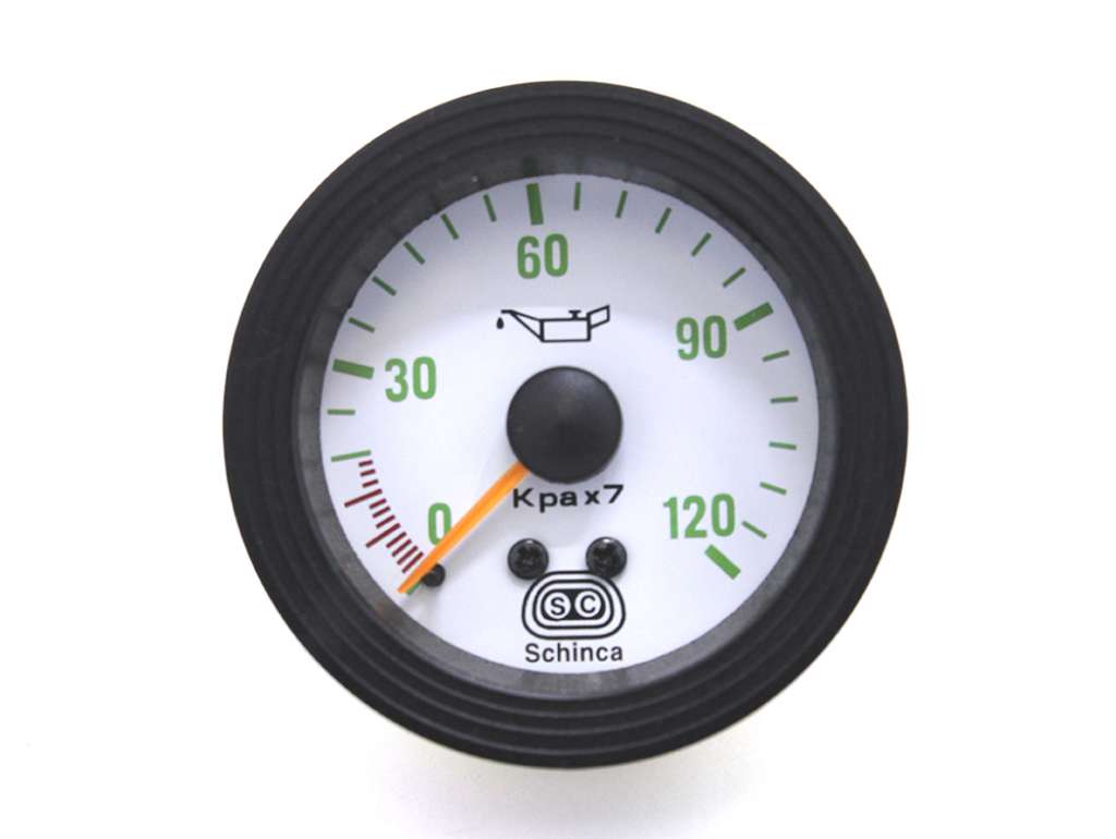 Instrumento de presión de aceite universal 120 LBS blanco