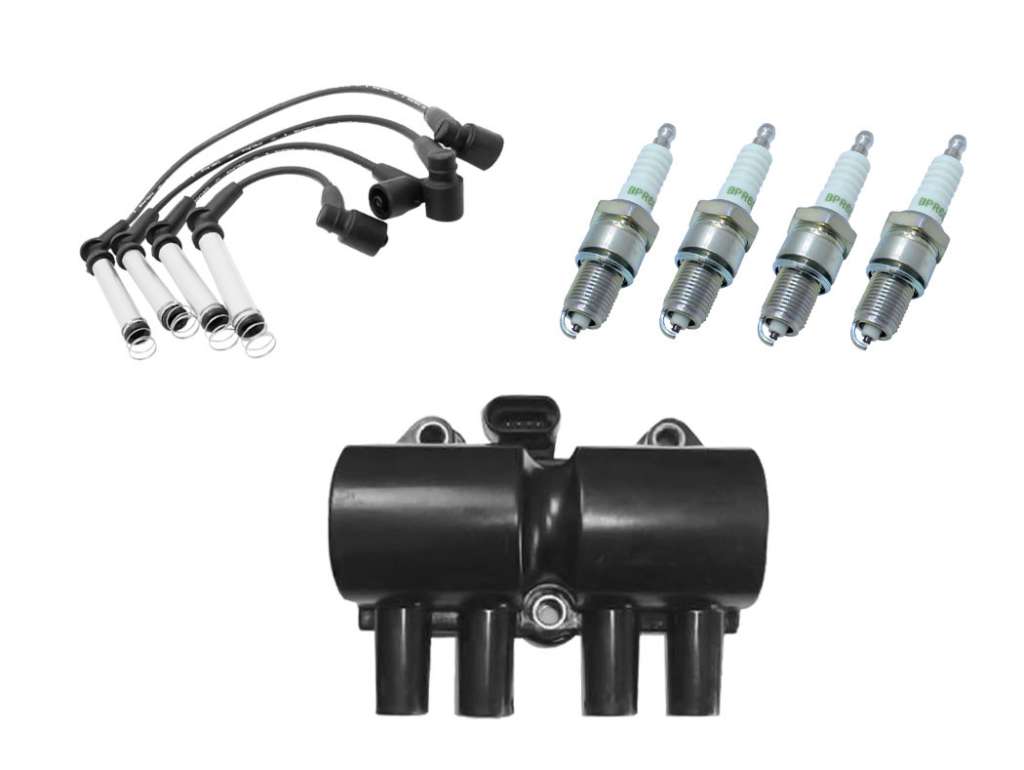 BOBINA ENCENDIDO IGNICION GM CORSA 4 PINOS C/BUJA/CABLE BUJIA KIT
