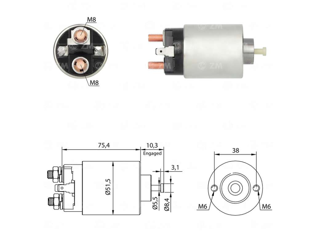 SOLENOIDE MITSUBISHI MI L200/L300 12V.
