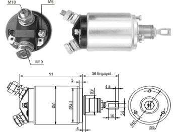 Solenoide de arranque para camión Ford F-100, F-130, F-70 24V