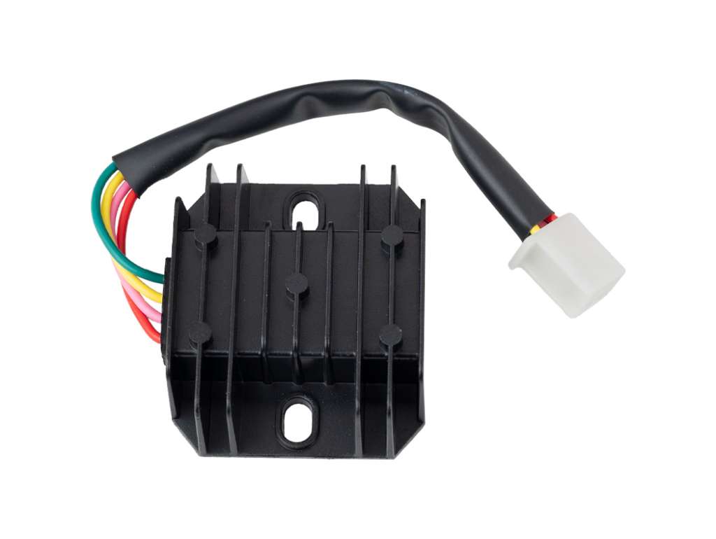 Regulador de voltaje con 4 cables y ficha hembra