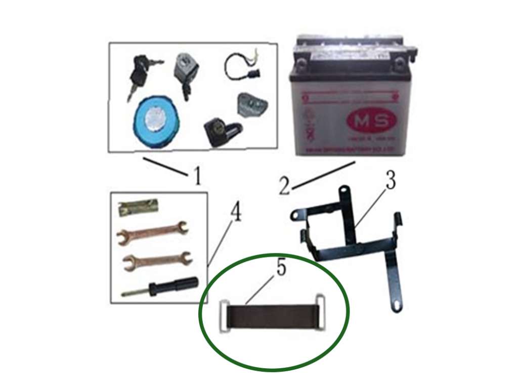 Goma de sujeción de batería para motocicleta SK200GY5 Enduro, 120 mm de largo