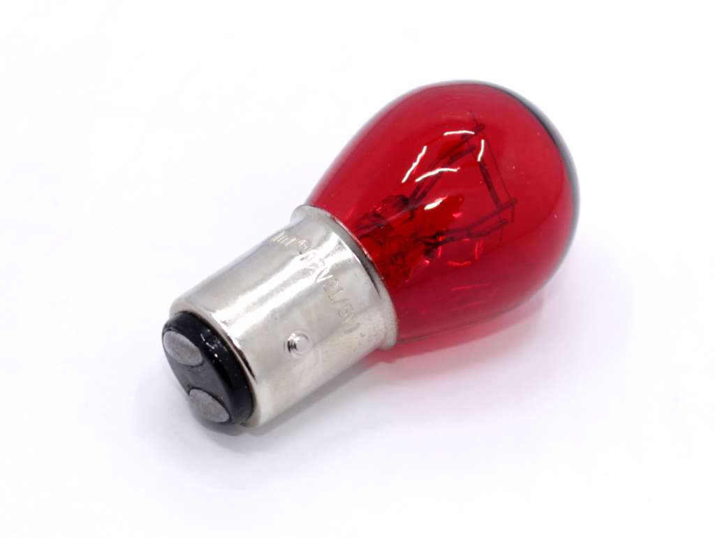 Lámpara doble filamento 12V 21W/5W, base pines desplazados, roja