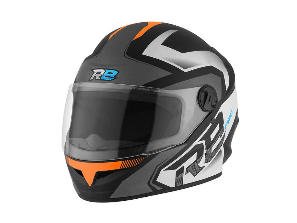 Casco R8 negro/naranja mate, talle 56