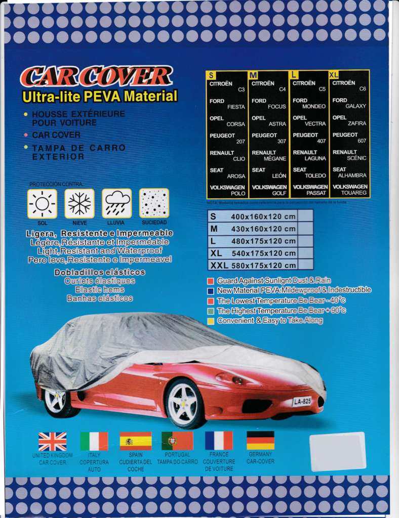 Cubre auto universal de tela PEVA extra extra grande