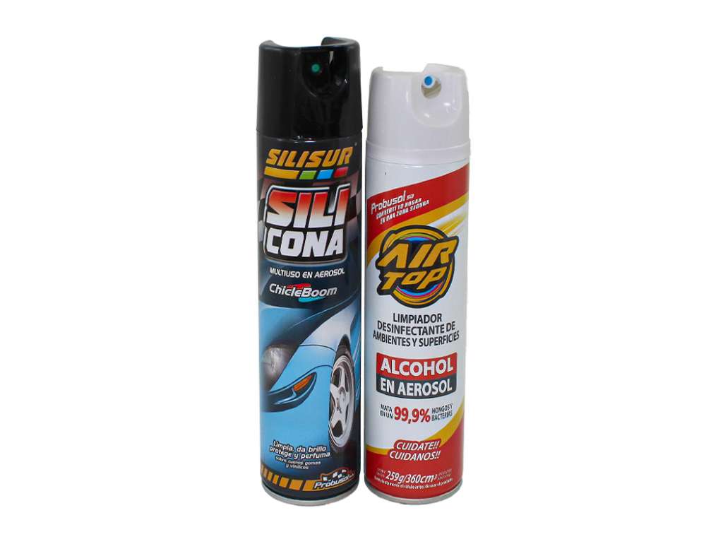 Silicona en spray para tableros y Alcohol en aerosol