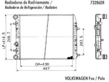 RADIADOR AGUA VW POLO/FOX 02/ 1.0/1.6/