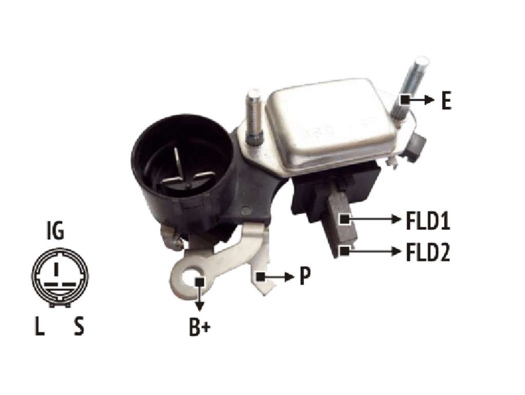 Regulador de alternador con porta carbones