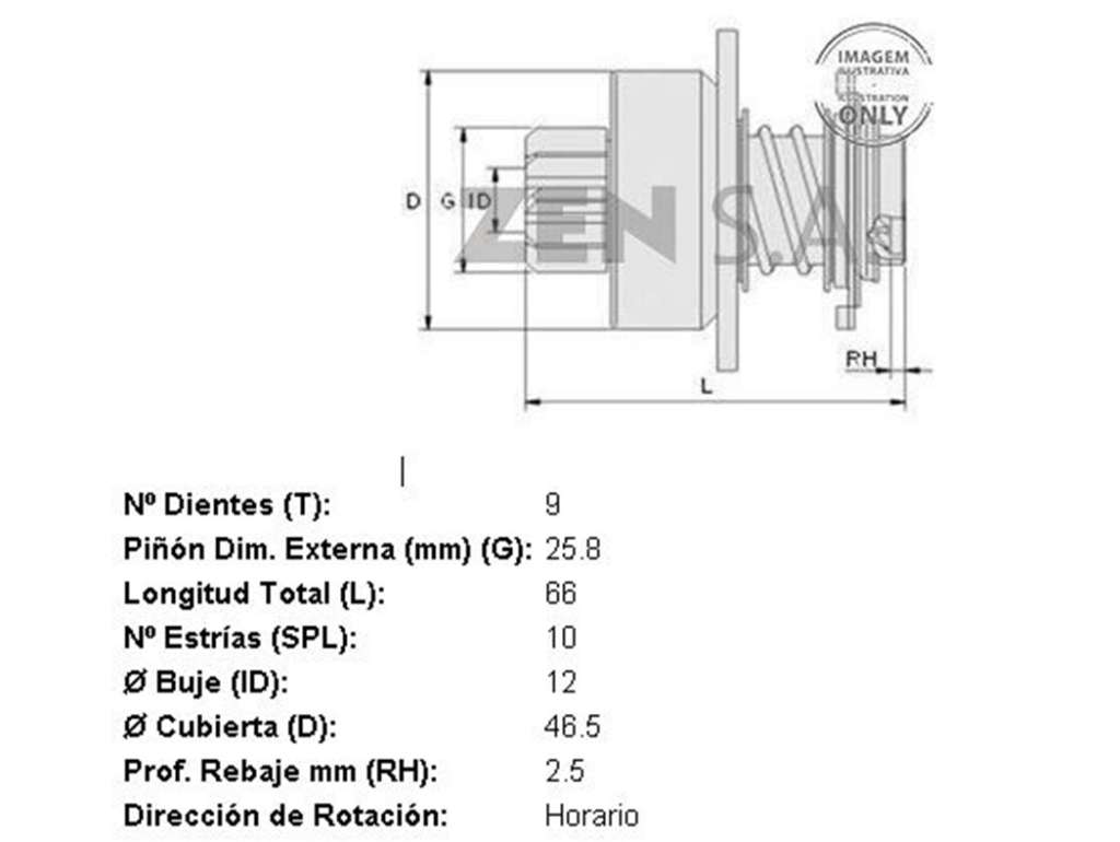 Bendix para motor de arranque