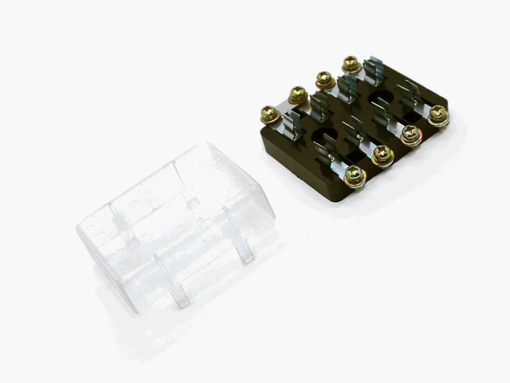 Portafusible universal para 4 fusibles de vidrio