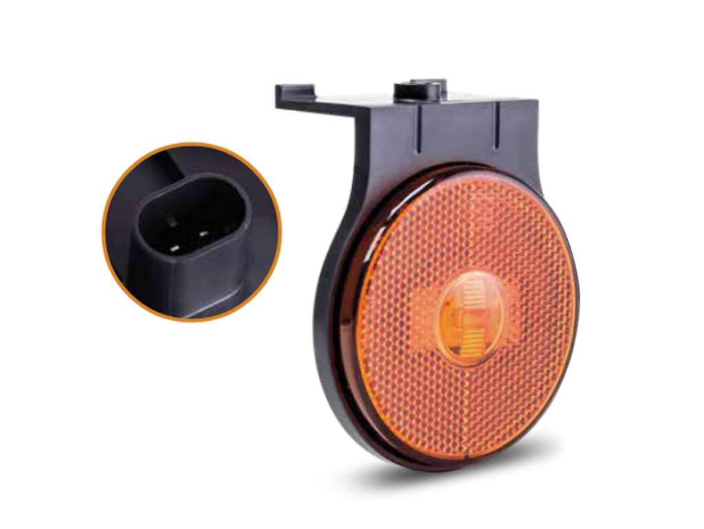 Faro lateral universal redondo 12V/24V LED con ficha ámbar